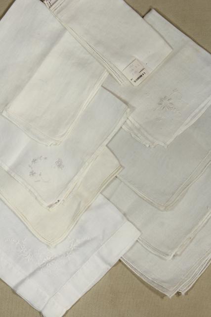 vintage whitework handkerchiefs fine cotton & linen lace & embroidery, bridal hankies lot