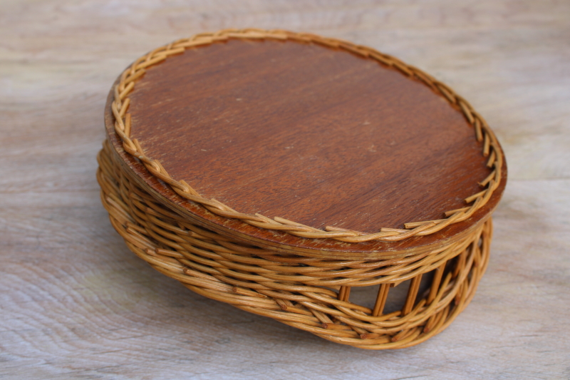 vintage wicker basket tray w/ butterfly, natural dried pressed flowers