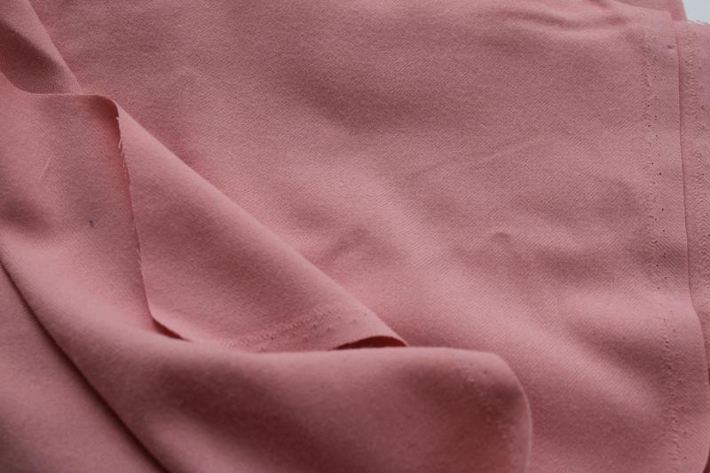 vintage winter weight wool flannel suiting fabric, tea rose pink solid color