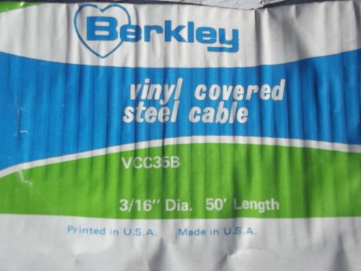 vintage wire cable clothesline,  vinyl plastic covered steel cable wash line