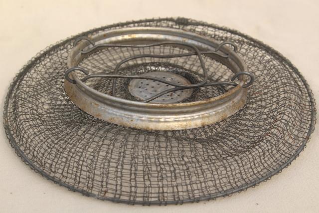 vintage wire mesh kitchen strainer, vegetable or egg basket made in Italy