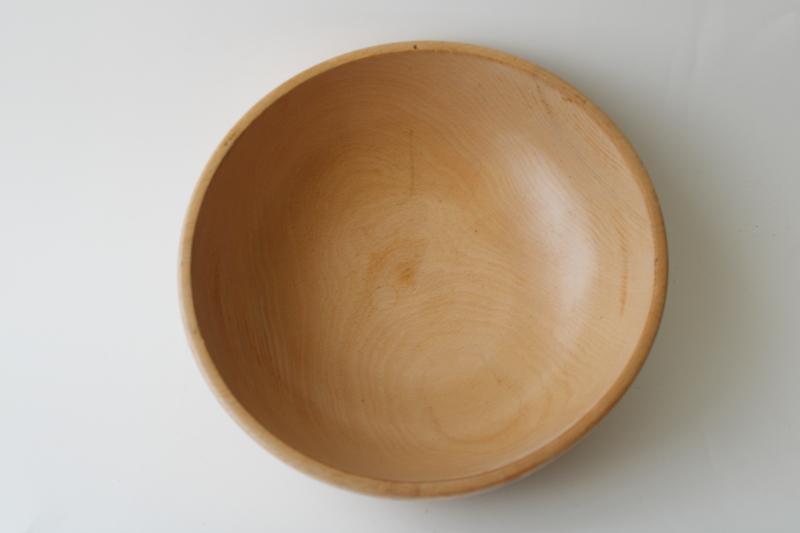 vintage wood bowl, simple plain wooden salad bowl modern farmhouse cottage kitchen