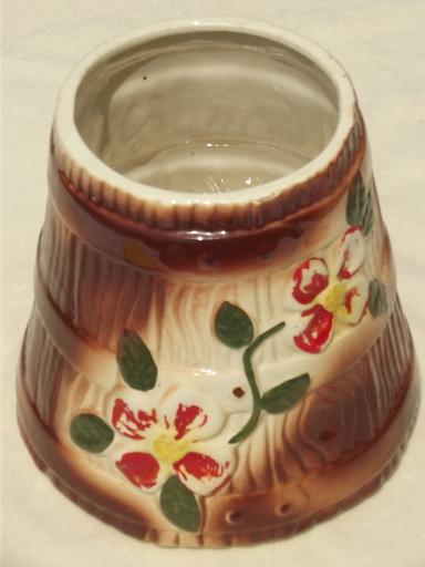 vintage wood churn cookie jar canister for holding spoons & kitchen utensils