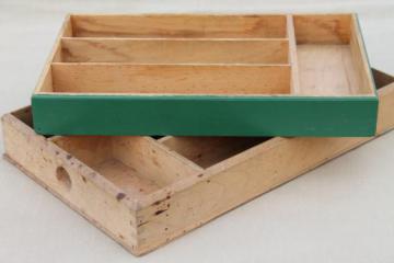 vintage wood drawer dividers, knife box flatware boxes for kitchen utensils