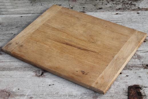 vintage wood kitchen carving / cutting board, big old wooden bread board