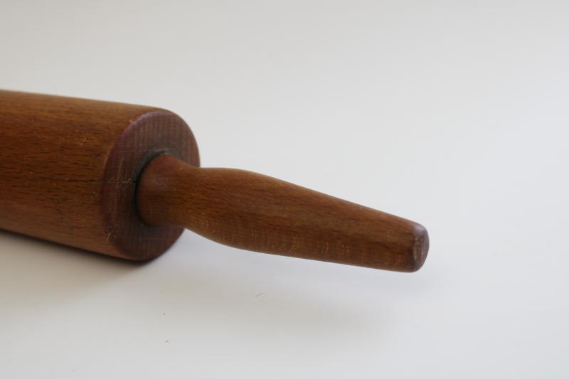 vintage wood rolling pin, mid-century kitchen utensil hardwood rolling pin