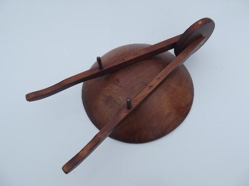 vintage wood wheelbarrow, wooden bowl for nuts, garden flowers or leaves