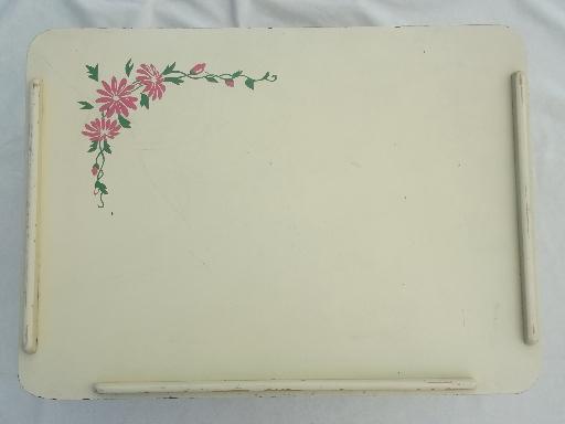 vintage wooden lap desk tray table, shabby painted cottage furniture