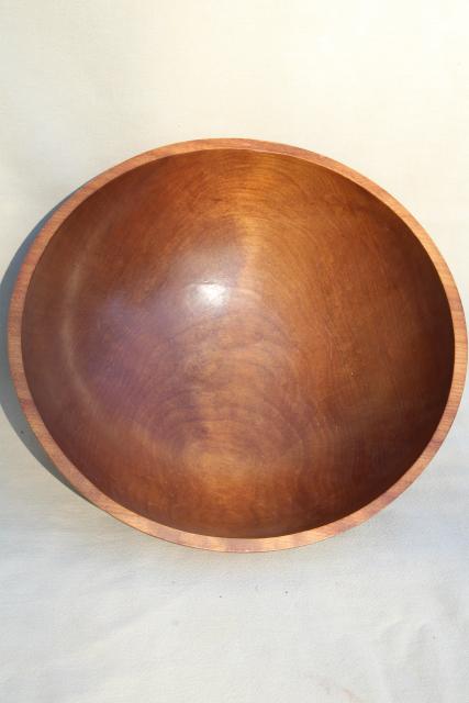 vintage wooden salad bowl, rustic primitive farmhouse style wood bowl handmade in Canada