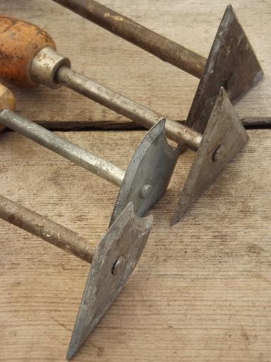 vintage woodworking tools, lot of shaving hook scrapers made in England