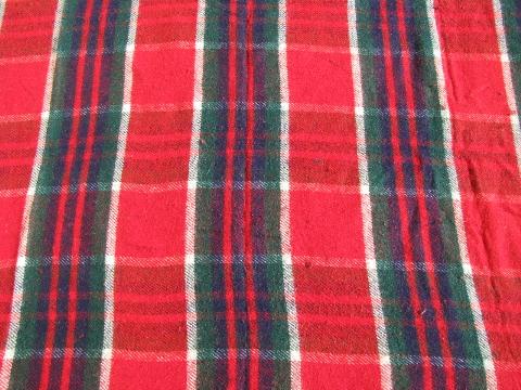 vintage wool camp blanket throw, red / green / blue plaid