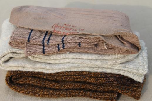 vintage wool & cotton boot socks, old-fashioned hiking socks & sport socks
