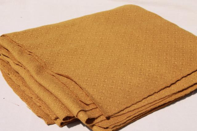 vintage wool fabric for crafts, rug making - mustard yellow, red rust orange