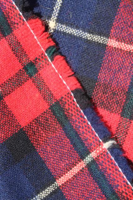 Vintage Wool Fabric Heavy Tartan Plaid Blanket Work Shirt Fabric Red And Blue 0955