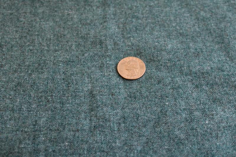 vintage wool flannel fabric for crafts or rugs, jade green grey heather color