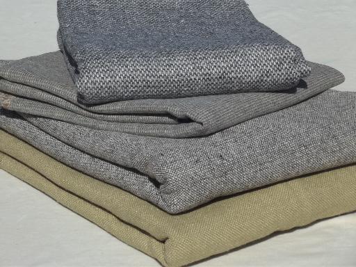 vintage wool tweed fabric lot, assorted tweeds for sewing or rugmaking