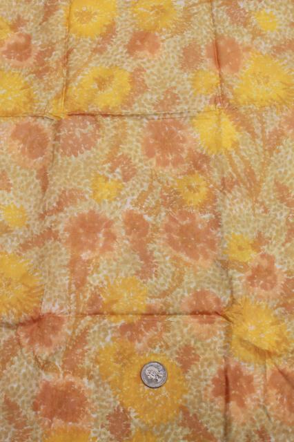 vintage yellow print silk or rayon fabric, light weight material for scarves, blouse or dress