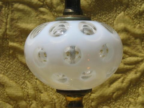 white coin spot art glass table lamp, brass & marble vintage Italy