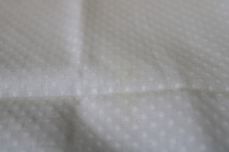 white on white flocked dots dotted swiss, 70s vintage cotton fabric