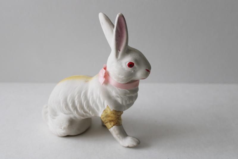 white rabbit candy container, antique vintage Germany Easter bunny figure