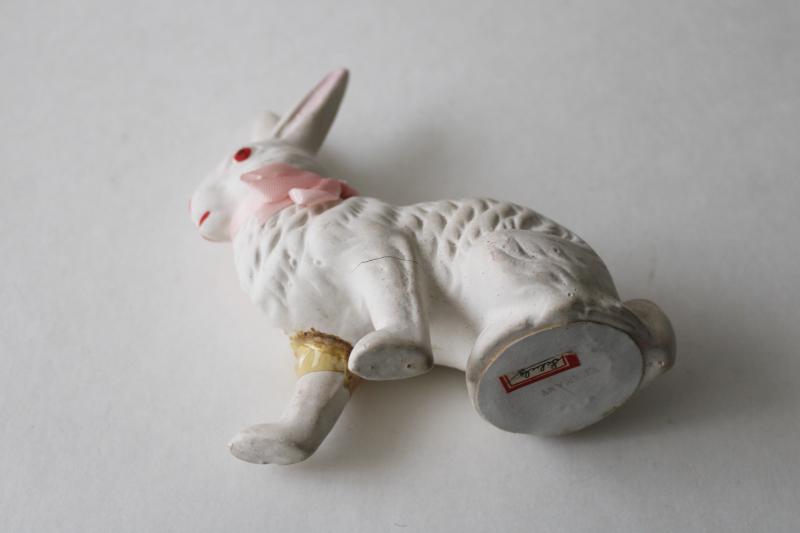 white rabbit candy container, antique vintage Germany Easter bunny figure