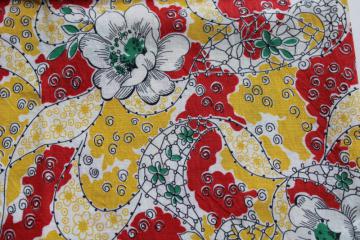 Vintage Partial Feed Sack Exciting Yellow & Red Floral Deisgn  22" x 18" 