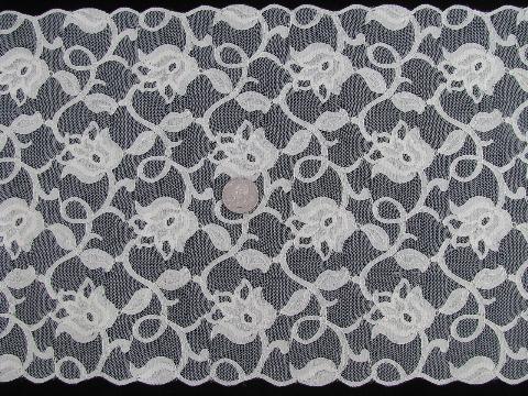 wide ivory tulips lace insertion, pretty table runner dresser scarf fabric
