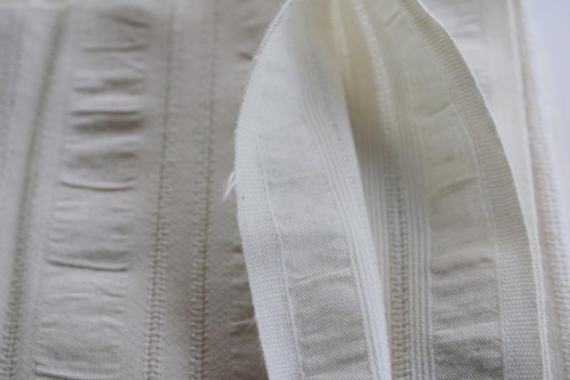 wide stripe seersucker, pucker textured cotton fabric creamy white solid color
