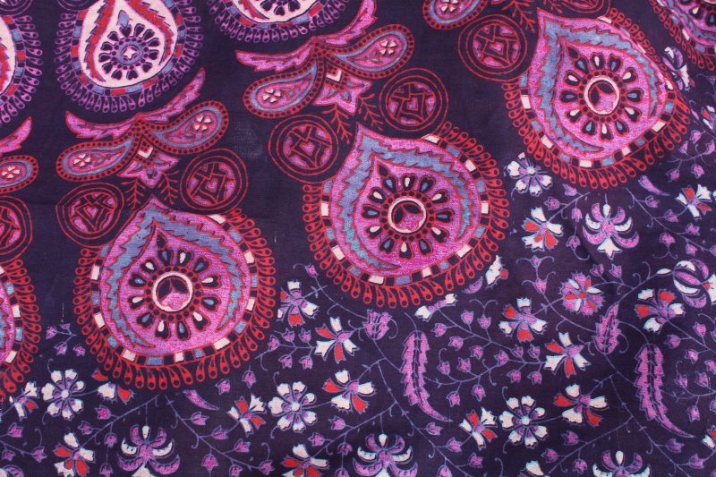 wine purple mandala India cotton fabric, retro hippie vintage tapestry curtain or bedspread