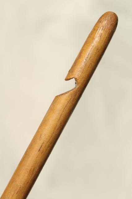 wood drop spindle, hand spinning spinner's tool, vintage primitive