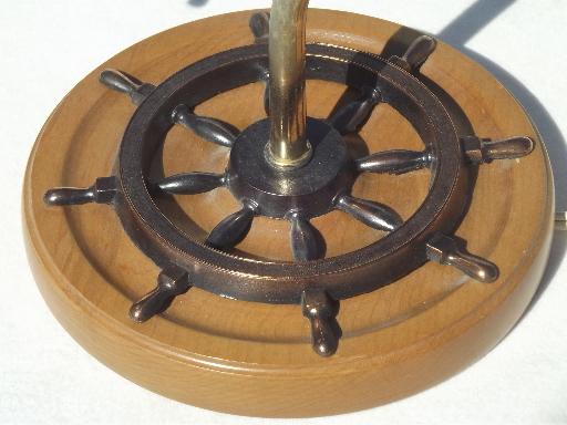 wood ship's wheel wall sconce lamps, vintage sconces w/ nautical theme
