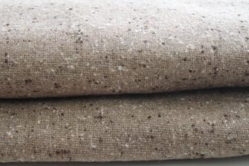 wool blend tweed fabric, natural color w/ brown flecks tweedy homespun 70s vintage