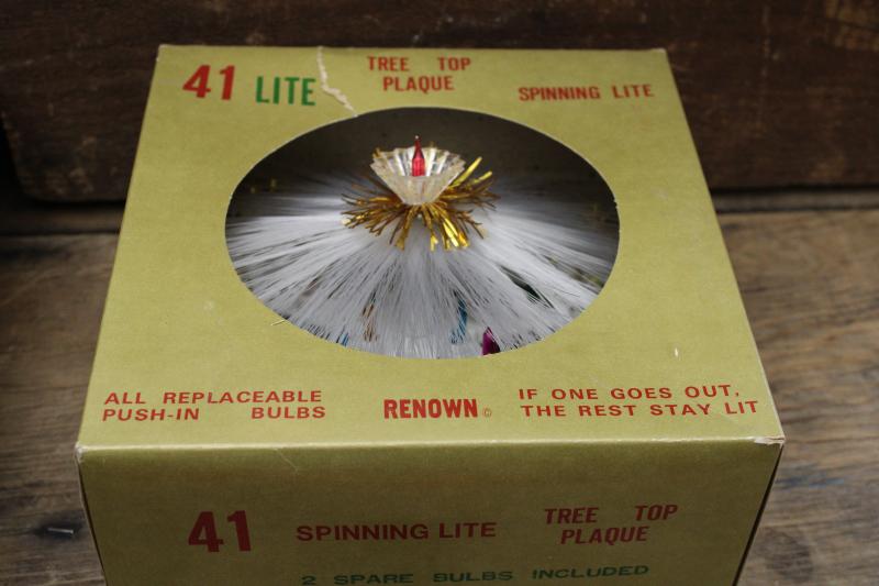 working vintage Renown Christmas lights tree topper star spinning colors 1970s Taiwan