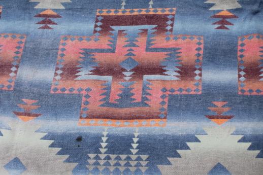 worn vintage camp blankets, primitive rustic faded indian blanket colors 