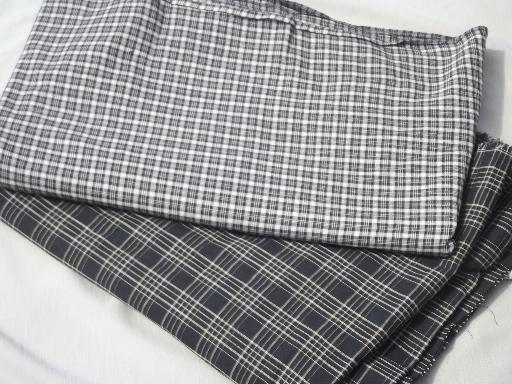 photo of 12 yds cotton shirting fabric, black checked shirtings lot  #1