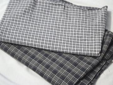 catalog photo of 12 yds cotton shirting fabric, black checked shirtings lot 