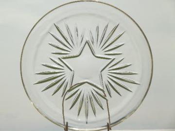 catalog photo of Federal star pattern vintage glass cake plate or round platter