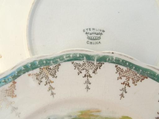 photo of antique Sterling china fish plates, different fishes in a pond #6