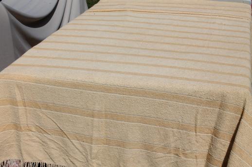 photo of  mid-century mod vintage cotton chenille bedspreads w/ retro gold stripes #3