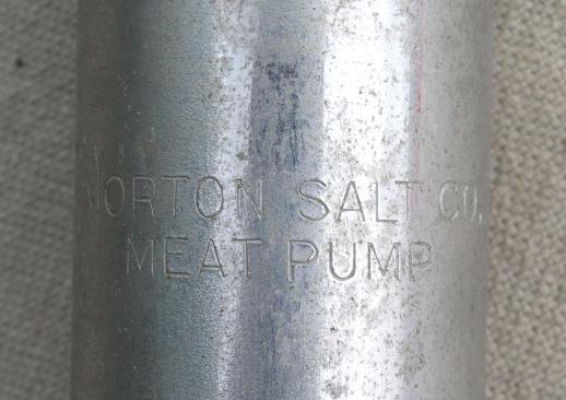 photo of vintage Morton Salt meat pump brine or marinade injector & curing thermometer, meat curing equipment #7