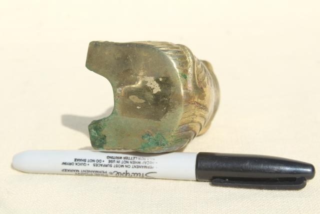 photo of  vintage brass lucky elephant paperweight, solid brass miniature animal figurine #6