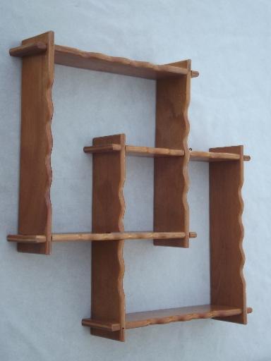photo of  vintage country wood shadowbox frames set, pair of wall art shelves  #3