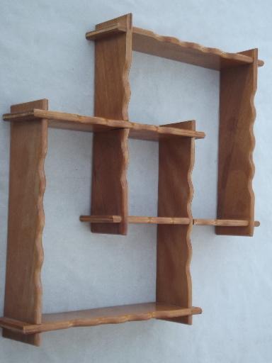 photo of  vintage country wood shadowbox frames set, pair of wall art shelves  #5