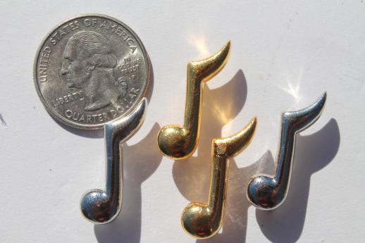 photo of  vintage music note metal studs, music festival embellishments for leather & denim new old stock lot #3