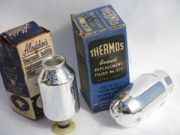 catalog photo of 01B & 31F replacement glass Thermos bottle liners in original old boxes