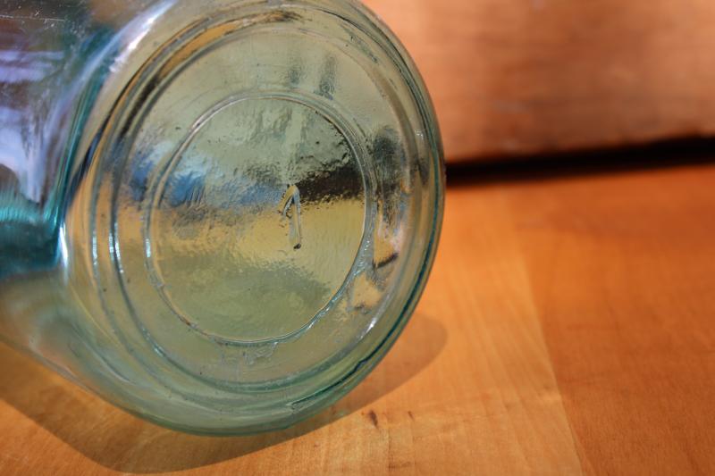 photo of #1 embossed Ball Sure Seal Mason jar, antique vintage aqua blue canning jar #4