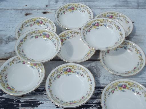 photo of 10 antique Homer Laughlin Georgian china fruit bowls, rose lattice #1