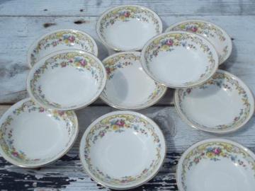 catalog photo of 10 antique Homer Laughlin Georgian china fruit bowls, rose lattice