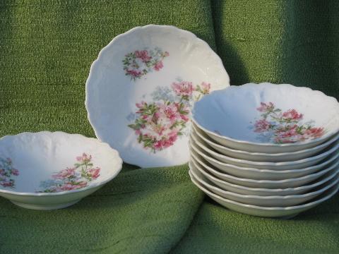 photo of 10 antique azalea lily floral china fruit bowls, vintage Germany? #1