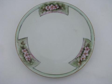 photo of 10 antique hand-painted china plates, art nouveau & art deco vintage flowers #3